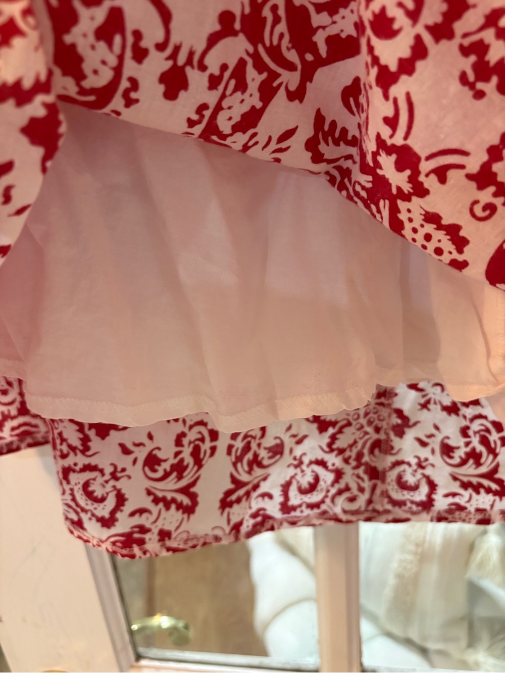 Lapis Red & Ivory Floral Midi Skirt XL Cottagecore Cotton Lined NWOT - Picture 7 of 9